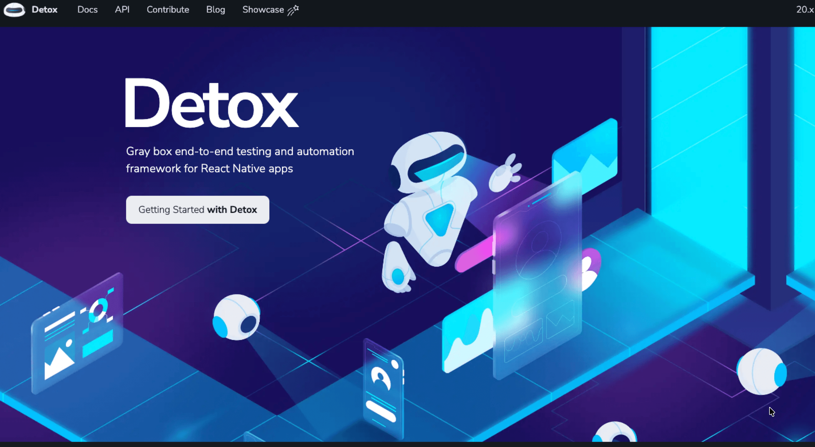 Detox documentation website homepage